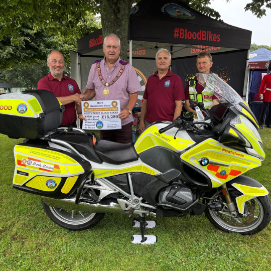 Blood Bikes in Devonshire supported by the M.B.F.